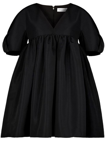 Nina Ricci - fully-pleated V-neck dress - women - Polyester - 42 - Black