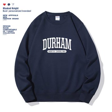 秋冬季潮牌復古休閑無帽印花衛衣