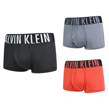 Calvin Klein 凱文克萊 underwear Intens Power 絲質寬腰帶合身 四角平口褲CK內褲3件組 NB3611-941  黑色 + 灰色 + 橘色  M