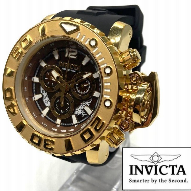 定価20万円！】☆ド派手な迫力! デカ重! インビクタ invicta シーハンター メンズ クロノグラフ ゴールド 腕時計 即納 高級品 匿名配送  未使用 | LINEショッピング