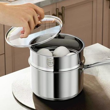 304不銹鋼加厚奶鍋嬰兒寶寶專用輔食鍋多功能一體鍋熱牛奶家用