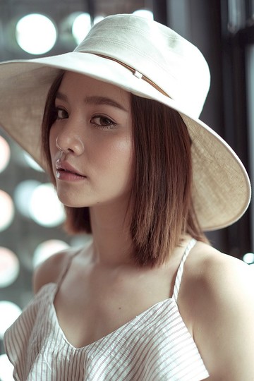 寬邊帽，麻，奶油色