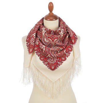 正宗 Павло́во Поса́д 俄羅斯披肩圍巾 柔軟 100% 羊毛 89x89 公分 2062-0