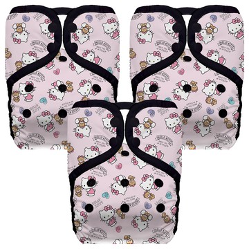 THiRSTiES 有機棉壓扣成長型口袋式布尿布 SANRIO聯名款 Hello Kitty Dear Bear XL  3件