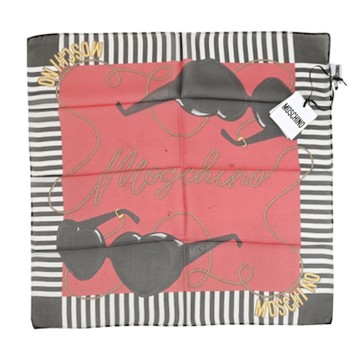 MOSCHINO 墨鏡造型圖案混紡絲質絲巾/小方巾(紅)