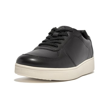 FitFlop RALLY LEATHER PANEL SNEAKERS撞色拼接繫帶休閒鞋-女(黑色)