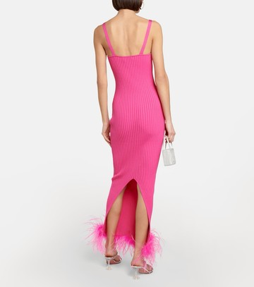 Giuseppe di Morabito Rib-knit feather-trimmed dress