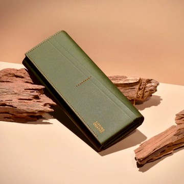 【絕美禮盒】長夾_豐收綠｜微光紙革 ▶ 禮物包裝.收到即可送禮 【絕美禮盒】長夾_豐收綠