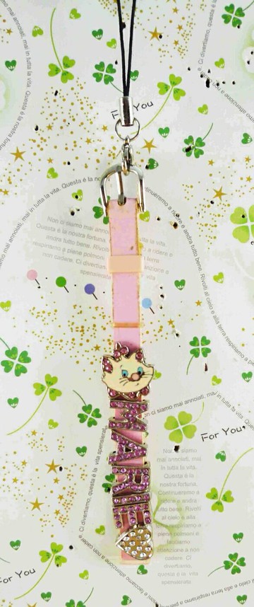 【震撼精品百貨】The Aristocats Marie 迪士尼瑪莉貓 手機吊飾-粉皮英文 震撼日式精品百貨