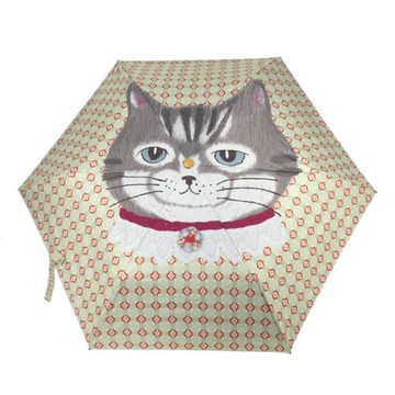 【Kusuguru Japan】日本眼鏡貓 晴雨兩用抗UV折疊傘 -淺綠花紋