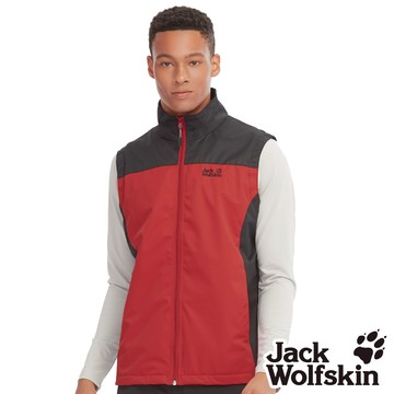 【Jack Wolfskin 飛狼 】男 帥氣防風防潑水保暖背心 (天鵝絨磨毛內裡)『紅黑』
