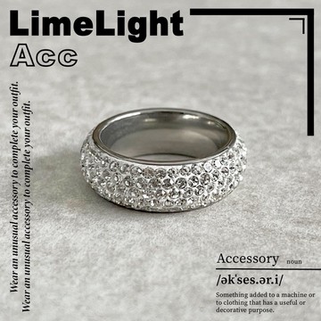 ☆LimeLight☆ 水鑽 嘻哈 ASAP 饒舌 百搭 街頭 滿鑽 鈦鋼 飾品 戒指