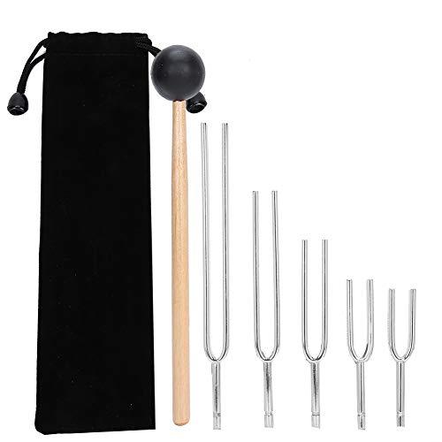 Health Therapy Tool Set, 256Hz, 288Hz, 320Hz, 341Hz, 384Hz, 426Hz, 480 Hz, 512Hz, 8PCS Steel Tuning Fork Set with Hammer and Woode