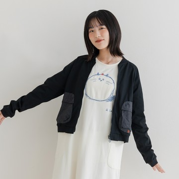 a la sha Q咪繡花拼接棒球外套