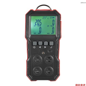 WT8812 四合一氣體檢測儀，檢測可燃氣體LEL/氧氣O2/硫化氫H2S/一氧化碳CO，LCD顯示，帶4種報警形式和自