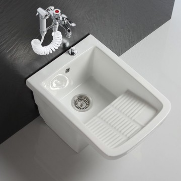 陶瓷拖把池帶搓衣板陽臺家用衛生間洗衣盆拖布池洗拖把槽小一體 b8031