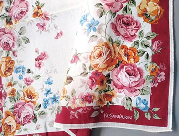 Yves Saint Laurent 古董手帕 - 英式玫瑰 YSL 19 x 18.5 英吋