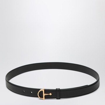 Black thin belt with half buckle