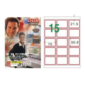 【龍德】LONGDER 三用電腦標籤 A4 15格 50.8*70mm 紅框105張 3盒/組 LD-883-J-A(適用雷射、噴墨、影印)