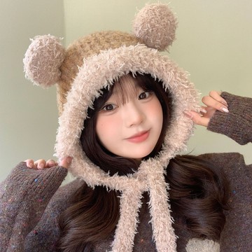 【梨花HaNA】可愛值＋200％ 耶誕雙色軟萌球球小熊帽