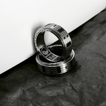 【優選百貨】護身符 驅邪掛件 辟邪掛飾 驅鬼飾品 中國風太極八卦轉運戒指男潮人嘻哈個性復古鈦鋼護身符 指環可轉動 全館免運 618購物節