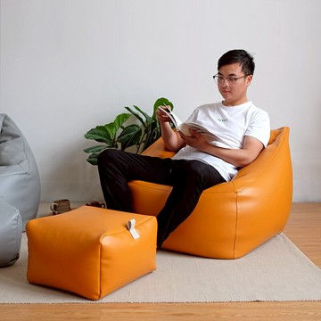 日式單人懶人沙發皮質客廳豆袋地板躺椅ins風臥室榻榻米小沙發椅