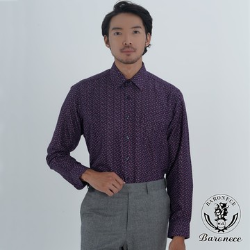 【BARONECE】活力碎花休閒長袖襯衫_紫(620453)