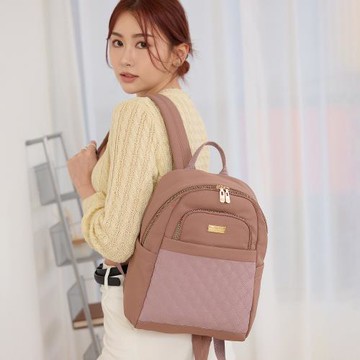 【金安德森】Harriet 菱格紋多功能後背包-玫瑰粉