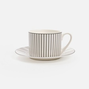 克萊歐骨瓷杯盤組200mL 卡瑞莎黑灰