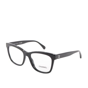 CHANEL CC Logo 銀字方框眼鏡(黑色) 53mm