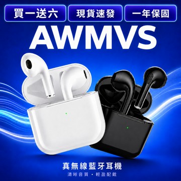 現貨速發｜買一送六｜AWMVS 輕盈配戴真無線藍牙耳機 清晰音質黑白雙色半入耳式藍芽耳機 無線耳機 通勤｜一年保固