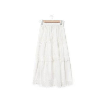 Back to Green-經典白半身裙 伸縮層次簍空dw-09//vintage skirt