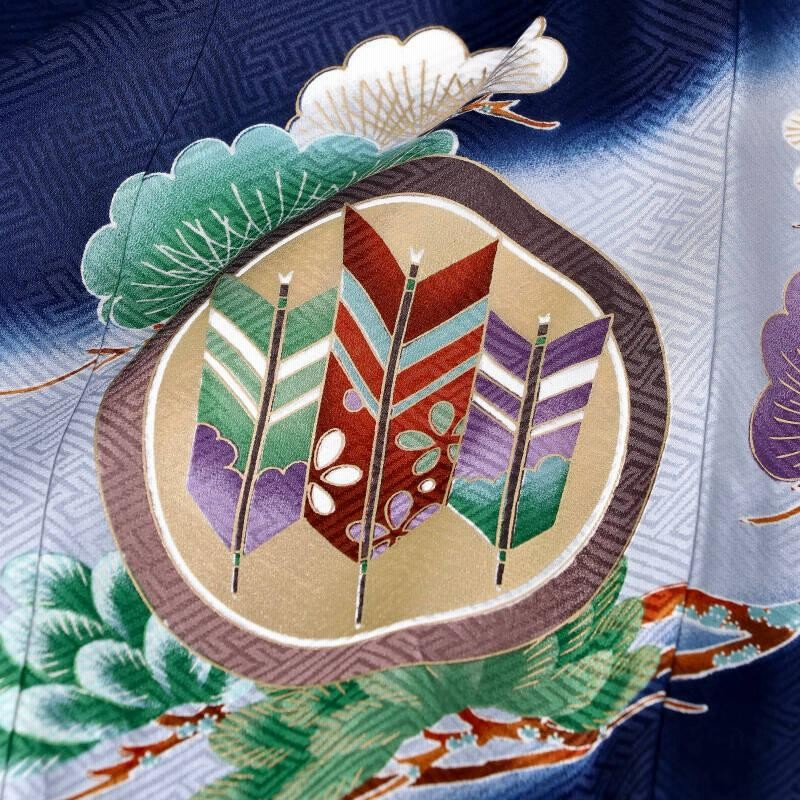 産着 お宮参り 着物 レンタル 男の子 紺 鷹に富士祝兜 のしめ 祝い