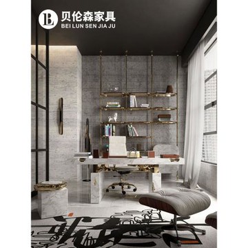 貝倫森 意式輕奢進口大理石書桌高端別墅豪宅書房辦公桌定制家具