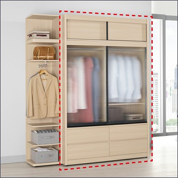 5尺被櫥式鋁框四抽(滑門衣櫥+被櫃) 二件式 收納衣櫃 玻璃門衣櫥【149A0211】Leader傢居館149-A513+A514