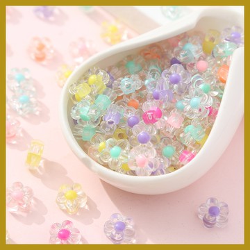 （10個/包）亞克力花朵珠中珠 小清新diy串珠 髮繩手鏈飾品配飾 串珠 串珠材料 串珠材料包 珠珠材料 手串材料