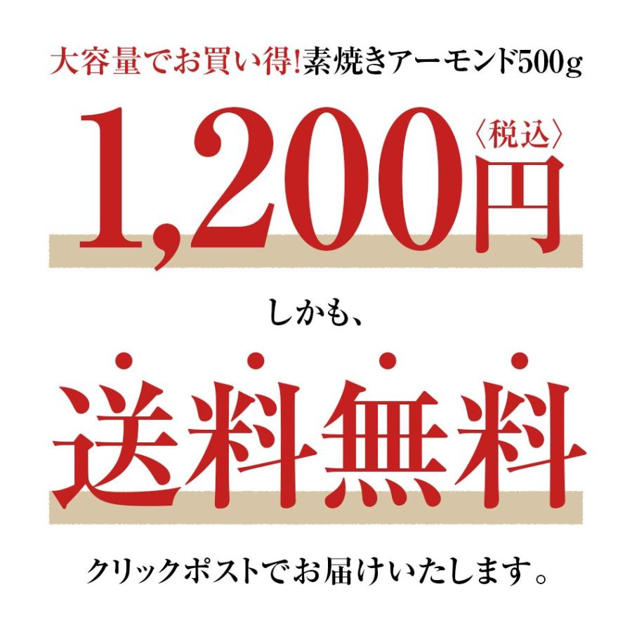 素焼き アーモンド 500g お買い得用 まとめ買い ネコポス発送 おつまみ ギフト