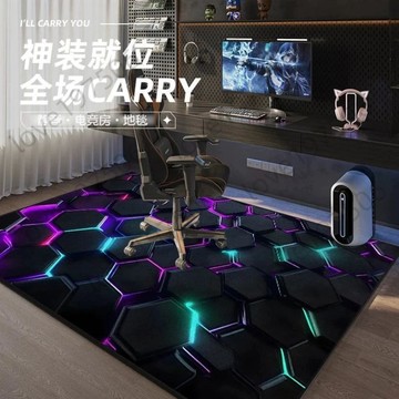 台灣出貨💥潮流書房電競房地毯 個性炫酷 隔音降噪 防颳耐磨 電競房地墊 隔音地毯 電腦桌地墊 潮玩地墊 臥室地毯  萬