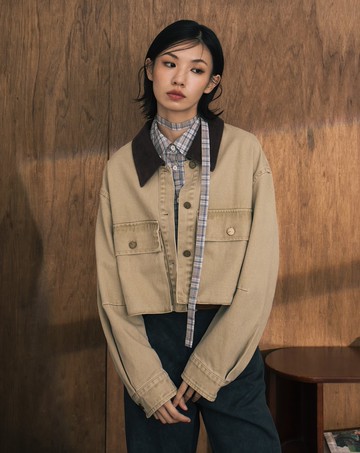 A｜復古風立體彎刀袖水洗牛仔外套(兩色)
