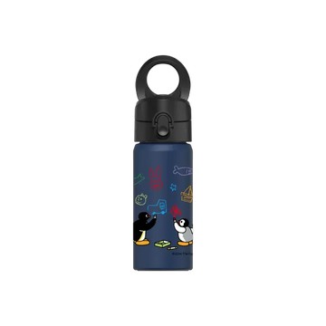 磁吸水壺 AquaStand 不鏽鋼 480cc - 無吸管 子夜藍 - Pingu 企鵝家族 - 塗鴉時光