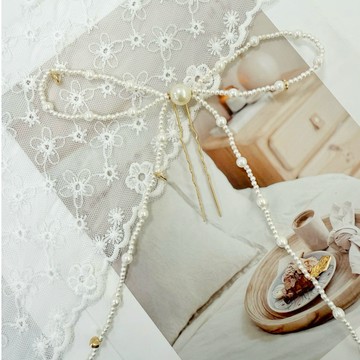 【SKART現貨單色新品】光澤感珍珠蝴蝶結U型髮釵髮夾🔥盤髮簪 盤髮釵 盤髮素簪 小眾極簡風髮釵 頭飾髮飾女 飾品 配飾