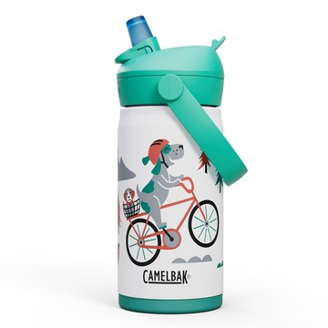 【墾趣】CAMELBAK 350ml Flip Straw兒童吸管不鏽鋼保溫瓶(保冰) 單車狗狗