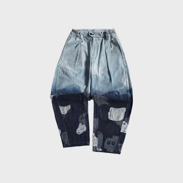 DYCTEAM x Raimochi - 被單鬼緹花丹寧_漸層蠶弧形全長褲