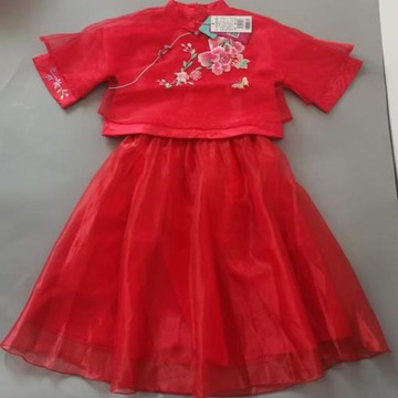 汪小荷商場款女童套裝中式禮服中大童漢服繡花民族風外套長裙套裝
