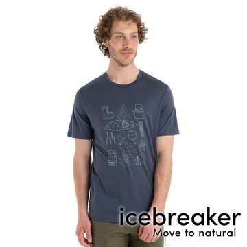 【icebreaker】Tech Lite II男羊毛圓領印花短袖上衣AD150 『石墨灰』戶外 露營 登山 健行 短袖 上衣 吸濕排汗 0A56RA