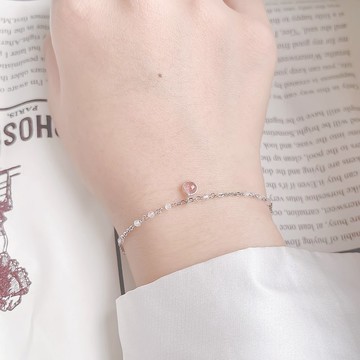 草莓晶925純銀果實點綴手鍊