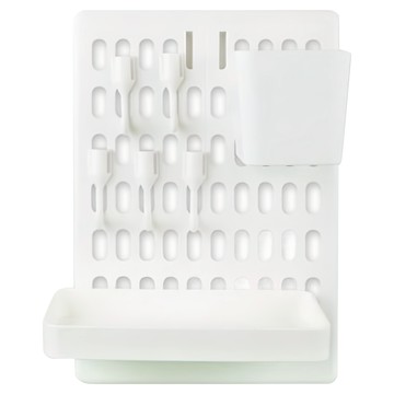 aibo 收納洞洞板  牆面收納  裝飾整理  免釘免鑽  自由組合  附長盒x1+方盒x1+掛勾x5  白色  1個