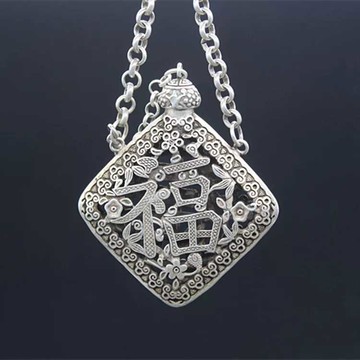 古玩雜項收藏白銅鎏銀福壽香囊鏤空福壽香囊福壽鏤空香囊壓襟鎖1入