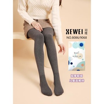 珂維加絨加厚兒童連褲襪8086冬款保暖女童大童彈力木棉白色打底襪