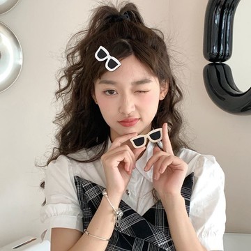 💖【桃源現款】💖少女劉海碎髮夾 甜美學生ins髮夾 創意墨鏡髮夾可愛賣萌劉海搞怪自拍邊夾碎髮夾子百搭髮卡韓女